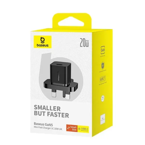 BASEUS GAN5 MINI FAST CHARGER 1C 20W UK | BLACK